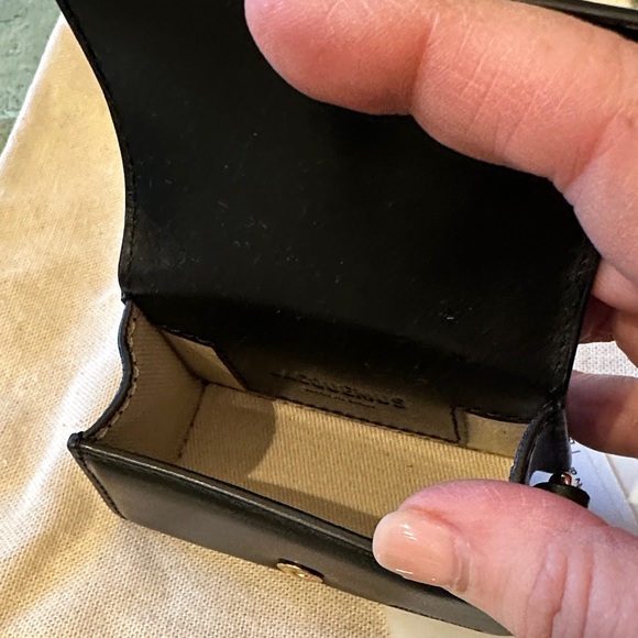 New with Tag! $385 Jacquemus Black Leather Mini Bag Le Porte Bambino Wristlet - Picture 7 of 12